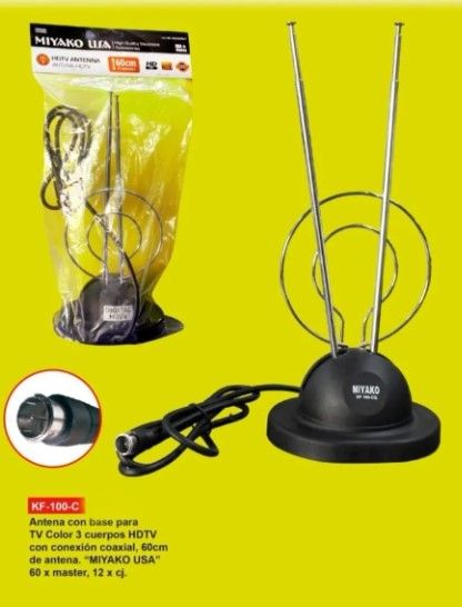 ANTENA CONEJO MIYAKO CON BASE 3 CUERPOS HD/TV