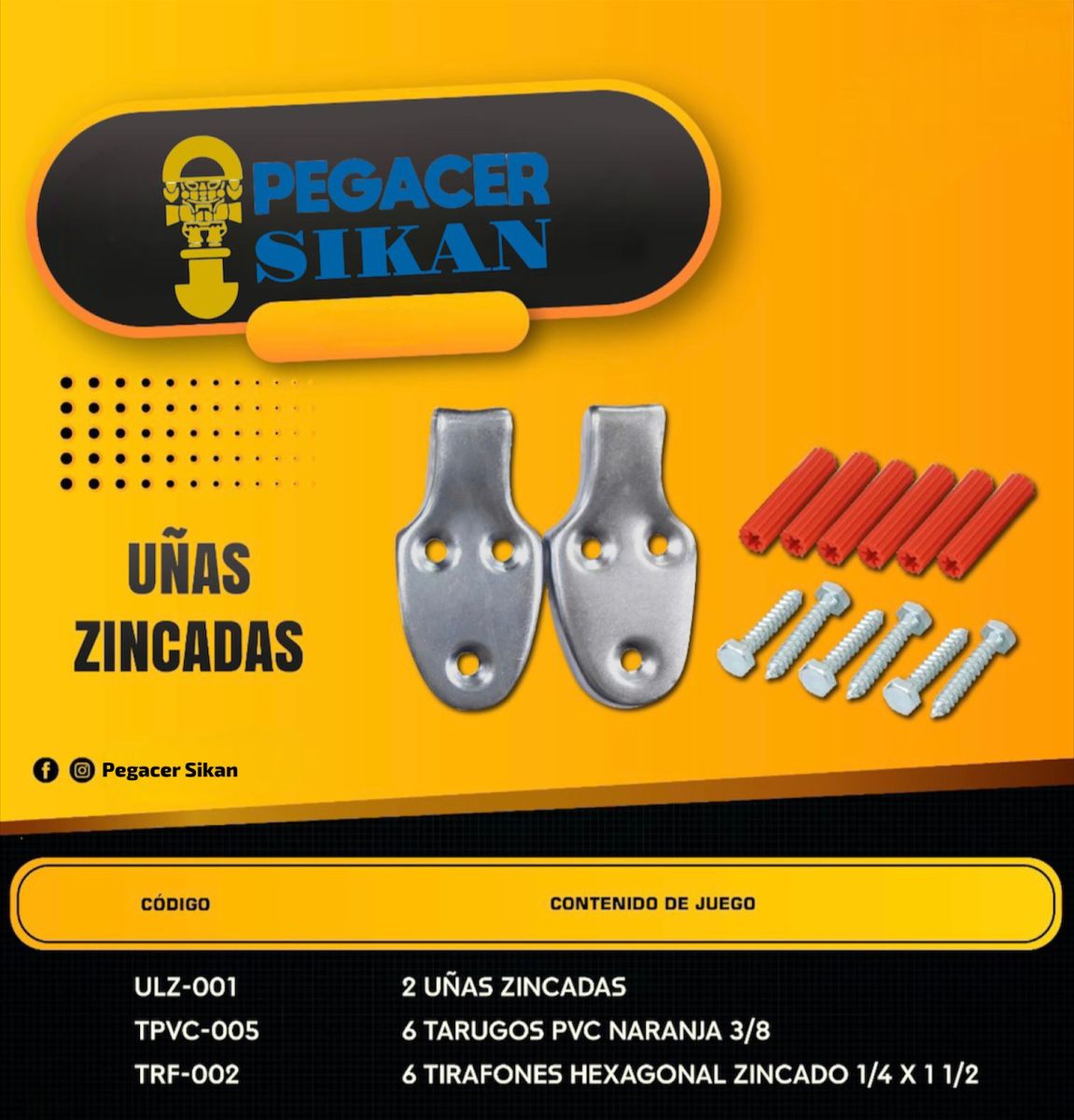 UÑA DE LAVATORIO GALVANIZADA JGO