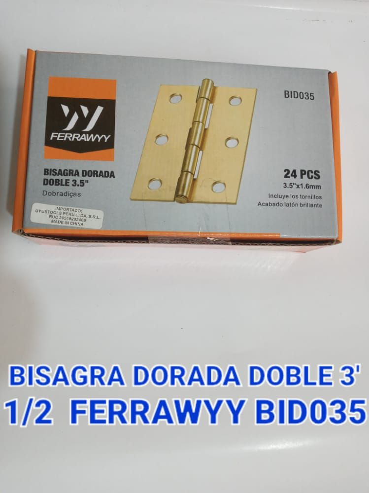 BISAGRA DORADA REFORZADA 3.1/2 FERRAWYY