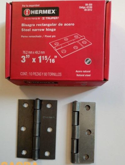 BISAGRAS FIJAS ACERO PULIDO 3 CAJAX10 HERMEX