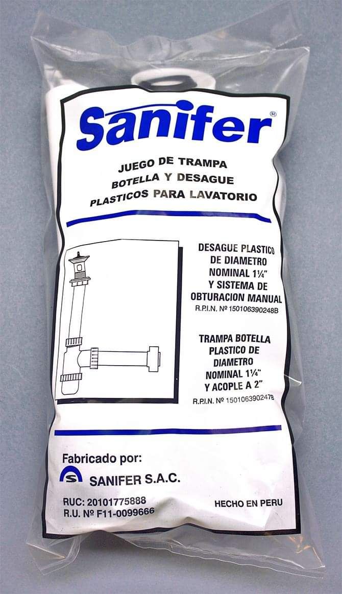 TRAMPA BOTELLA P/LAVATORIO  SANI PVC