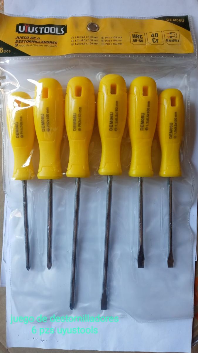 DESARMADOR MANUAL SET 6PZAS 40CR M/PP  UYUST. DEM06U