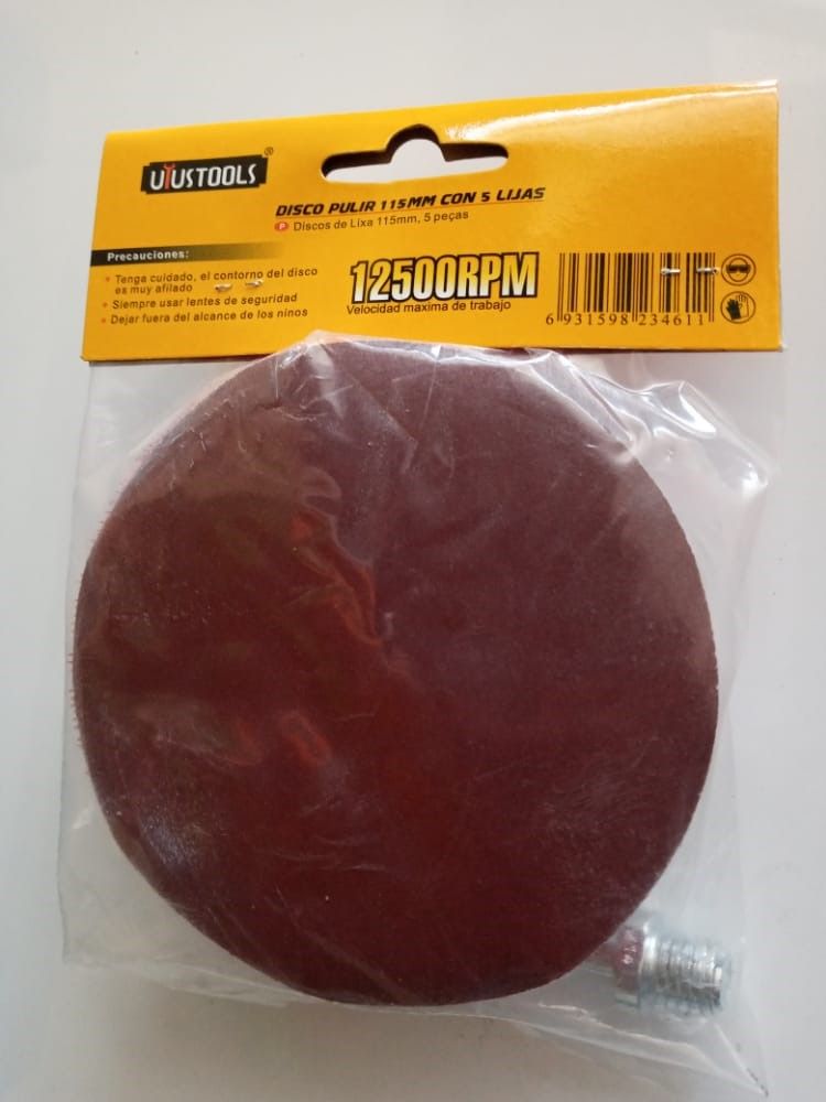 DISCO PULIR 115MM C/5LIJAS UYUSTOOLS