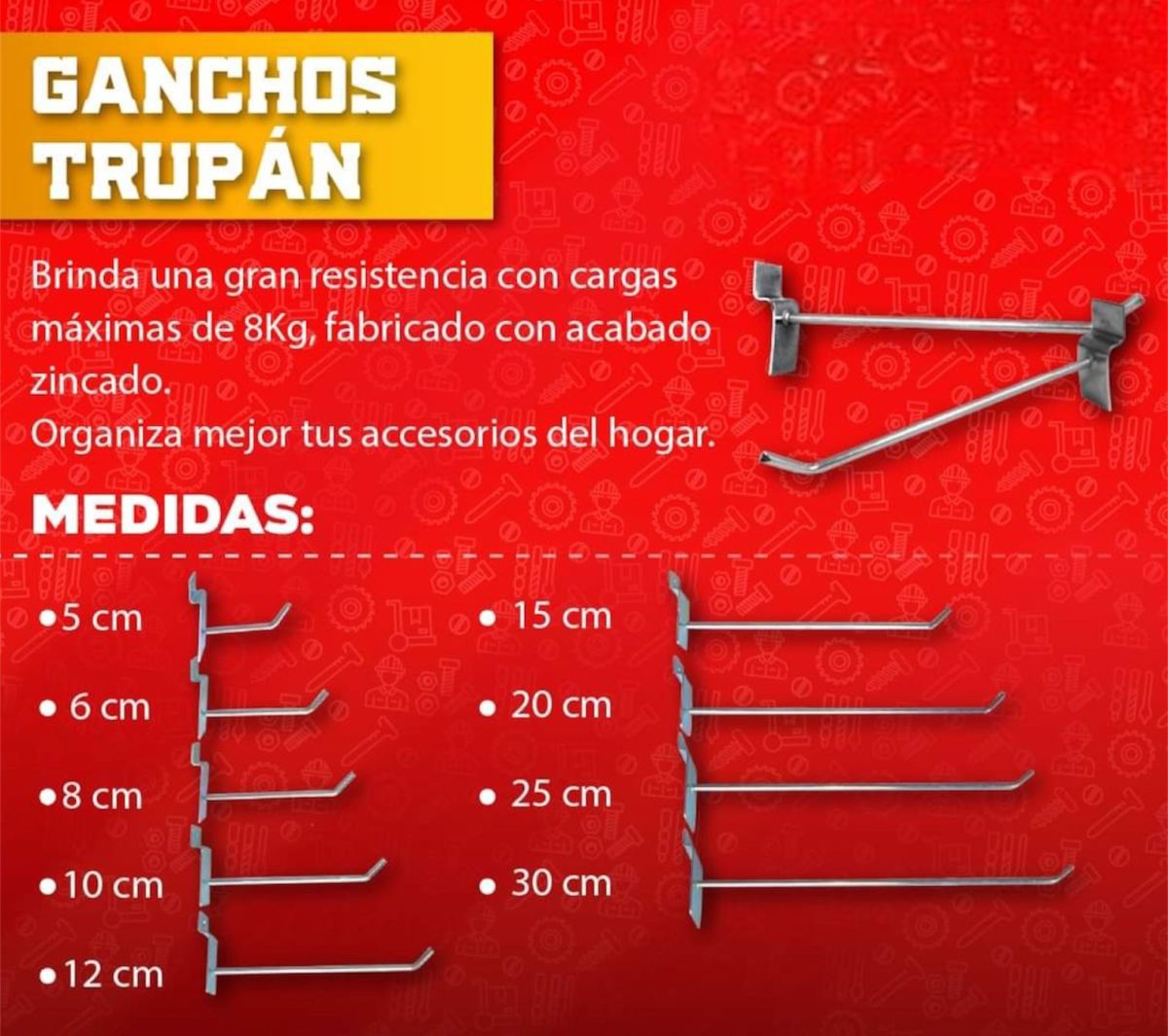 GANCHO PARA TRUPAN ZINCADO 12