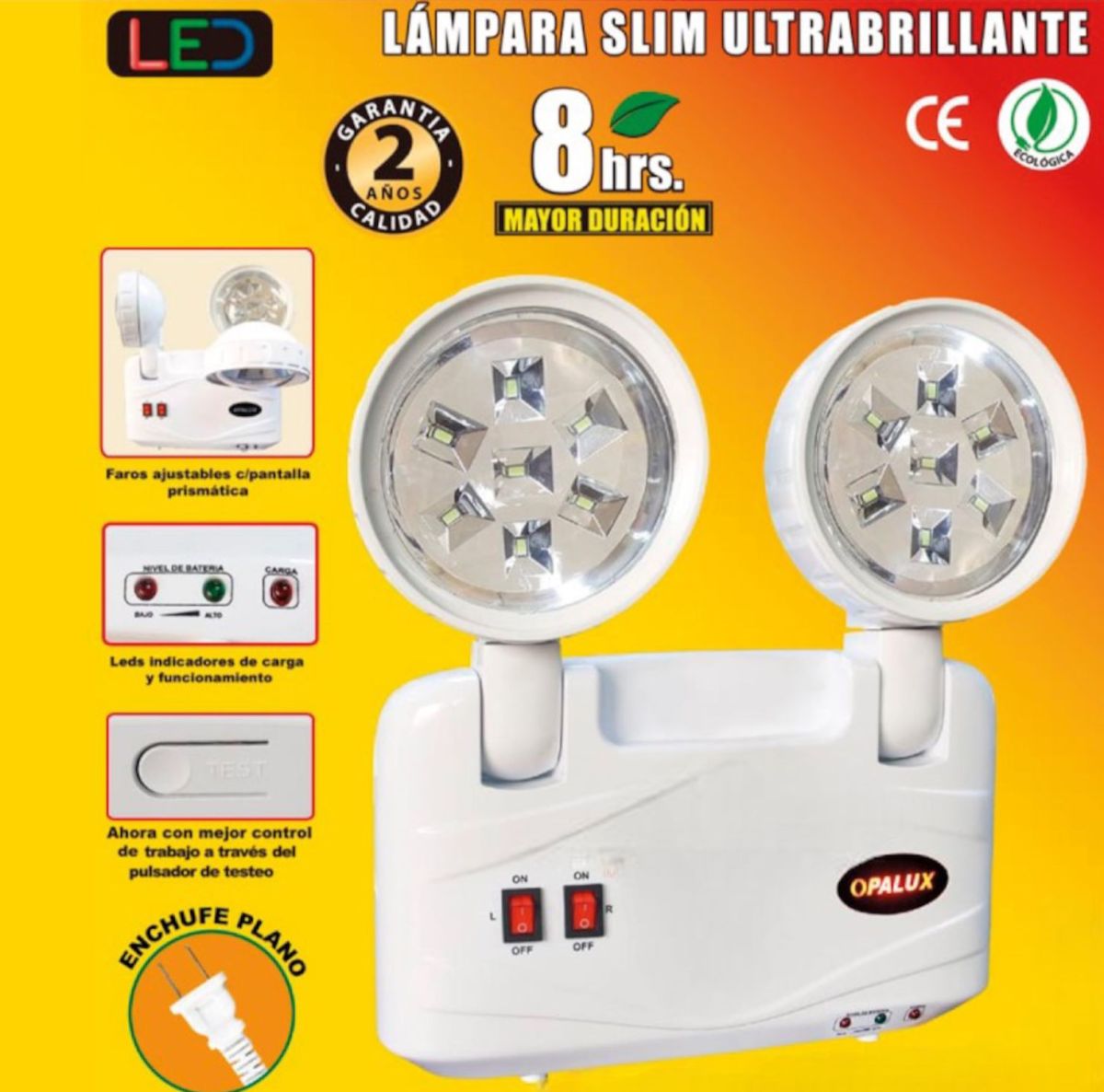LAMPARA DE EMERGENCIA SLIM OPALUX 5AMP 14 LED