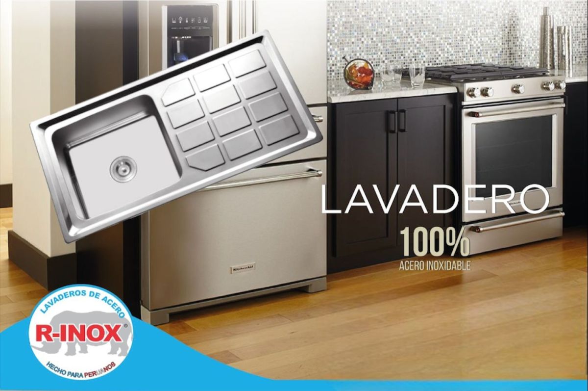 LAVADERO ACERO INOX 1POZA 100X50X20 R-INOX+DSG