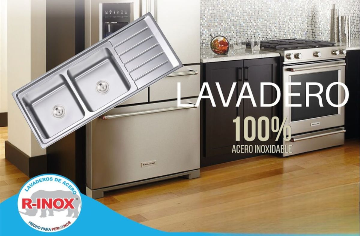 LAVADERO ACERO INOX 2POZA 120X50 R-INOX+DSG