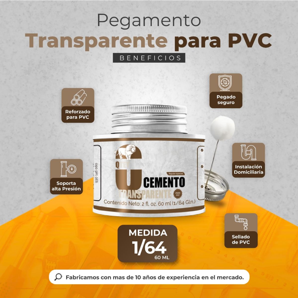 PEGAMENTO QTEY PVC DORADO 1/64 C/BR.