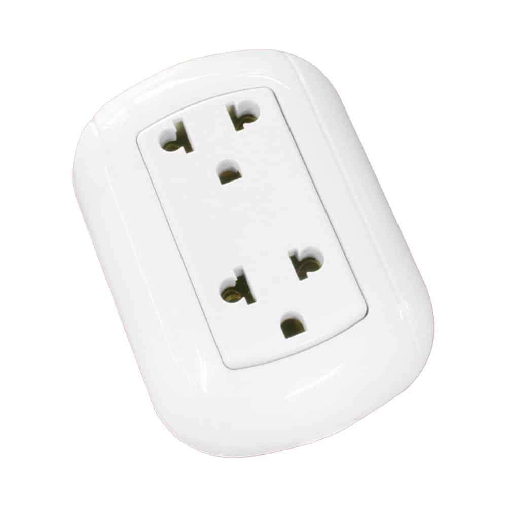 TOMACORRIENTE DOBLE UNIVERSAL L/T OPALUX-323-9WH X 20U