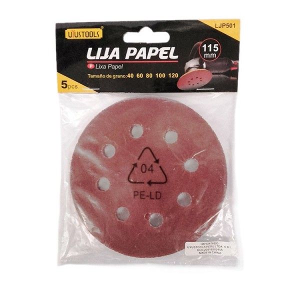 LIJA PAPEL SET 5PZAS 115MM 4.1/2 LJP501 UYUST