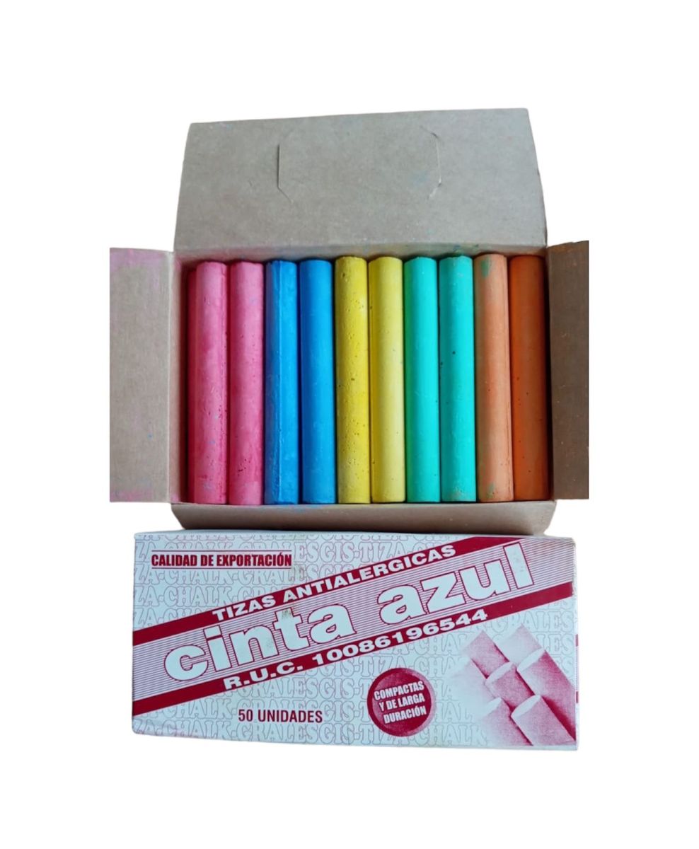 TIZA P/PIZARRA ANTIALERGICA COLORES 50UNID