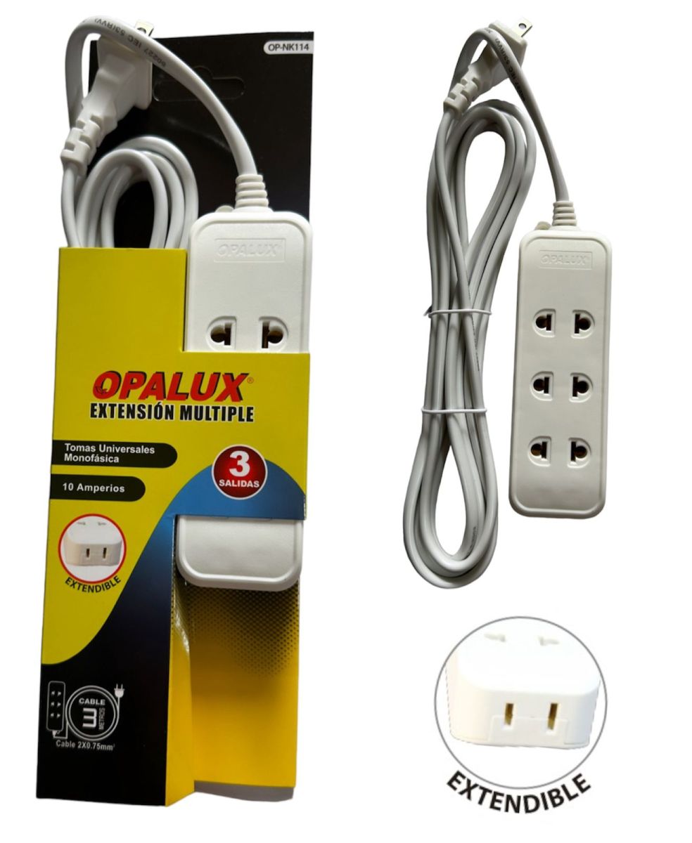 EXTENSION MULTIPLE 3 SALIDAS+1 PLANA 3MT(3 UNIV -1 PLANO)OP