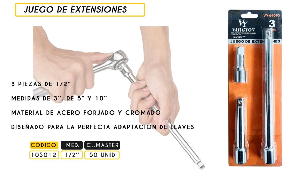 EXTENSION PARA DADO JUEGO 3 PZS 1/2 VY