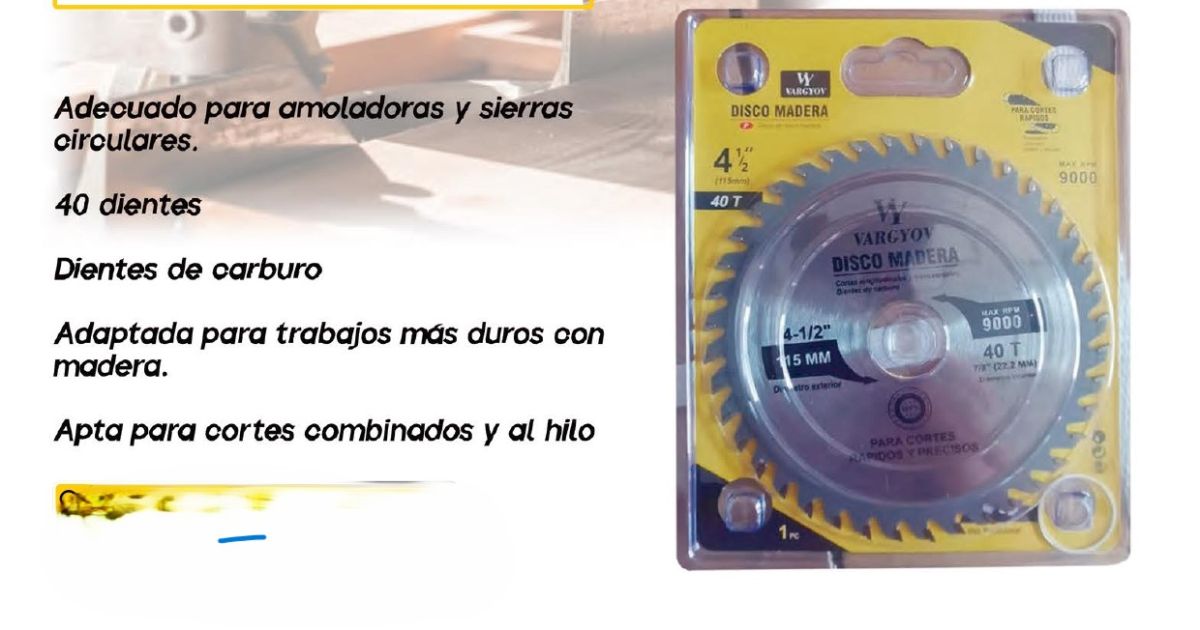 DISCO MADERA 180MM X 40D VY 7