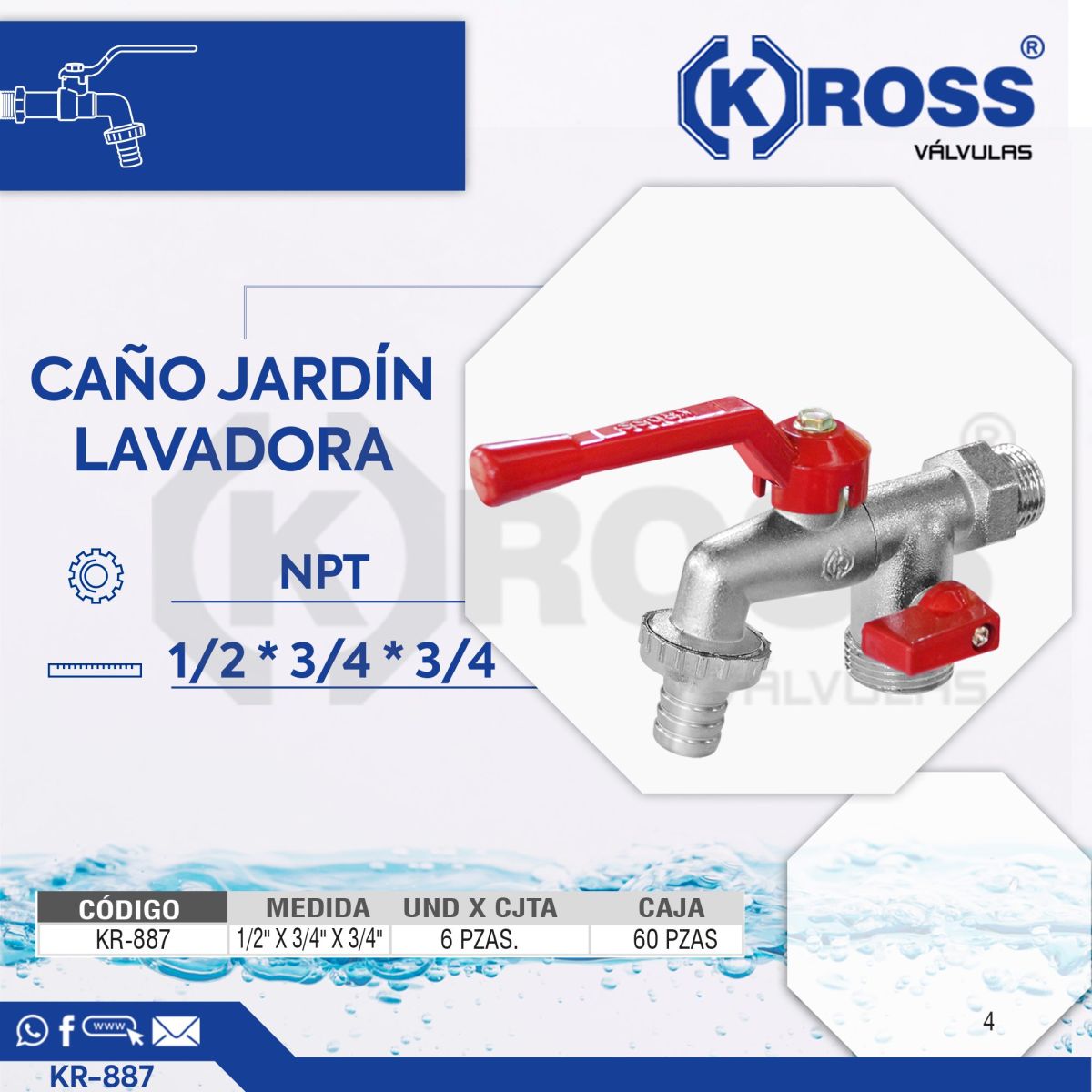 CAÑO P/LAVADORA CROM 1/2*3/4 KROSS 887 CJ6U