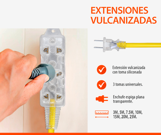 EXTENSION VULC. SILICONADA Y LUZ NEON 3MT ECOLUX