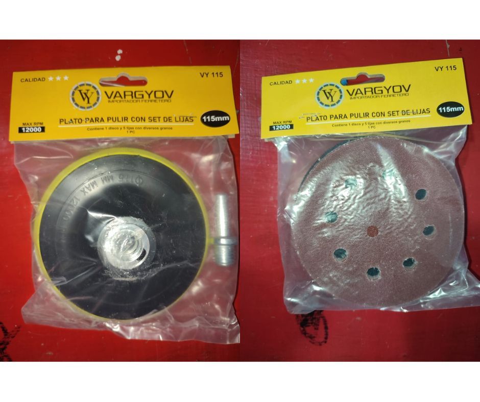 DISCO P/AMOLADORA CON SET DE LIJAS 115MM VY