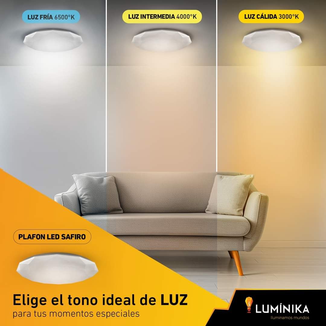 PLAFON LED SAFIRO 3LUZ AMARILLA/INTERM/BLANCA 36W + CONTROL