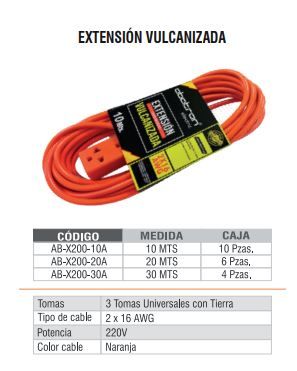 EXTENSION VULC. C/NARANJA USO RUDO 20M ABATRON