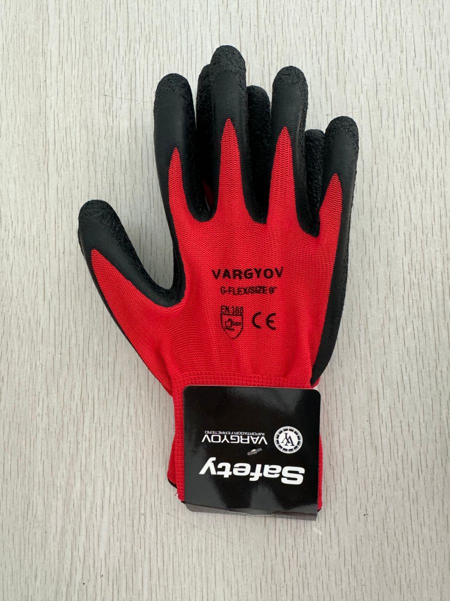 GUANTE ANTICORTE NYLON RECUBIERTO LATEX SAFETY VY ROJO