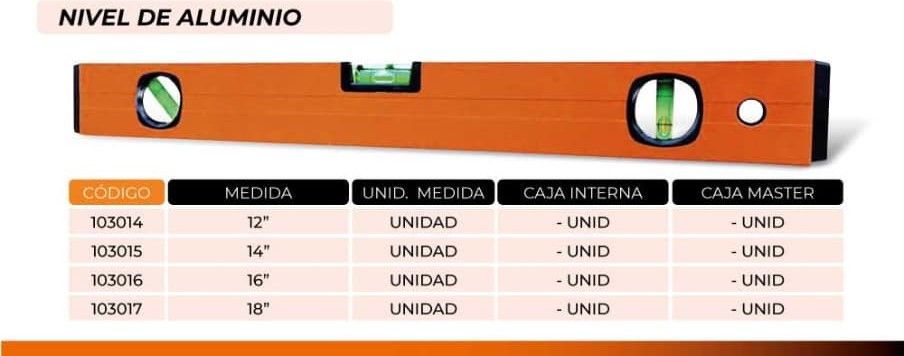 NIVEL DE ALUMINIO 16 VY 