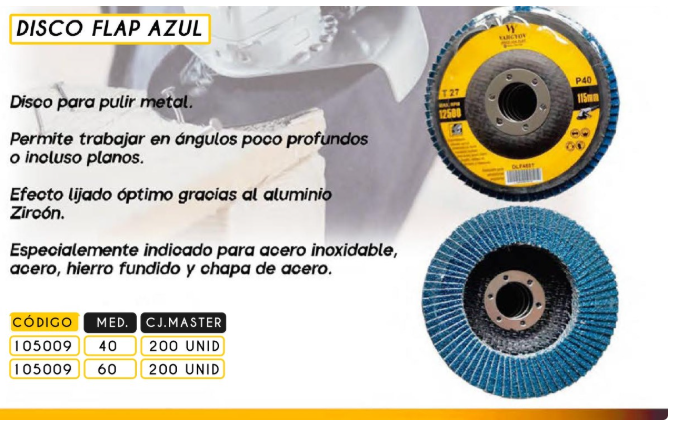 DISCO FLAP AZUL P/METAL 120 VY