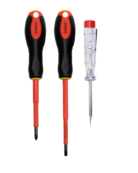 JGO DESARMADOR AISLANTE Y PILOTO X3 PCS KAMASA