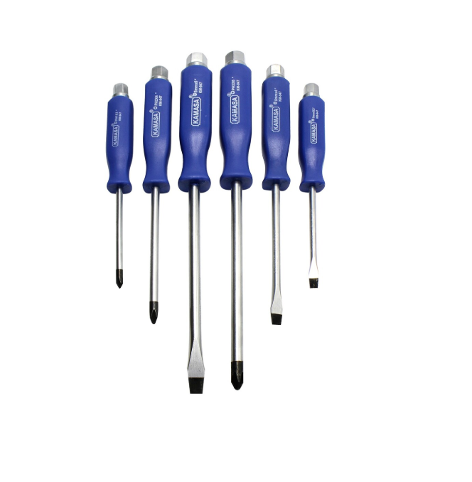 JGO DESARMADOR GOLPE M/AZUL X 6PCS KAMASA
