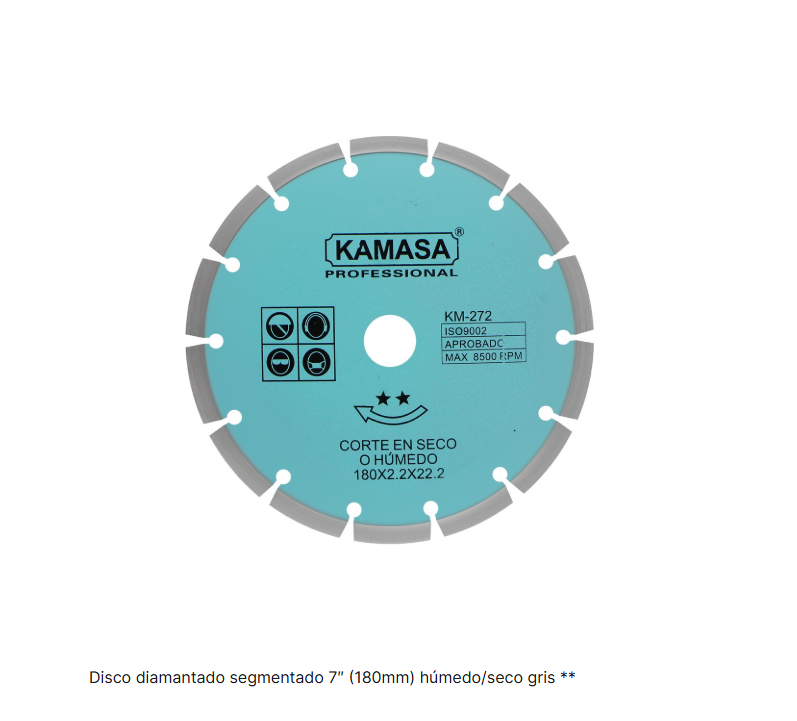 DISCO DIAMANTADO 180 GRIS KAMASA