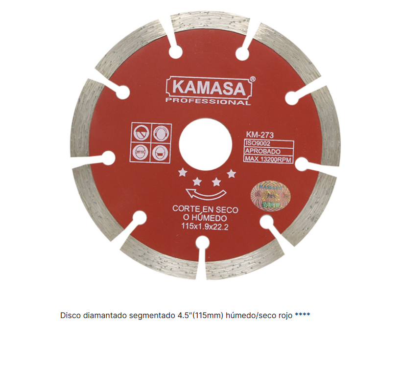 DISCO DIAMANTADO 115 ROJO KAMASA