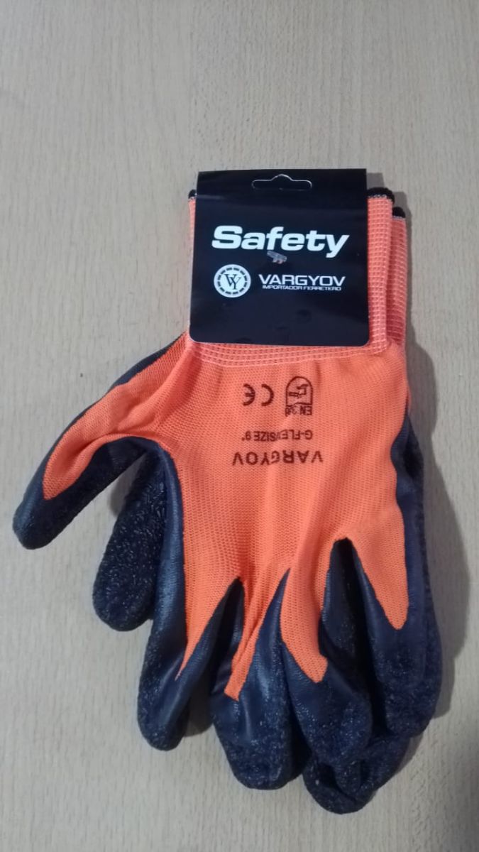GUANTE ANTICORTE NYLON RECUB. LATEX SAFETY VY NARANJA