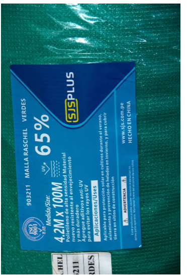 MALLA RASCHEL 4.2MX100M NEGRO-VERDE SJS SOMB 65%