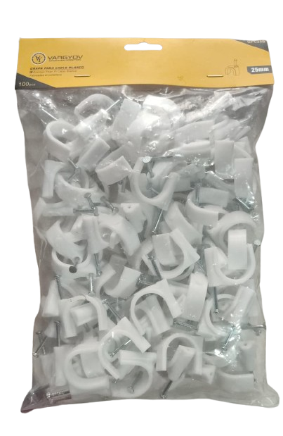 GRAPA P/CABLE BLANCO 25MM VY PAQ100