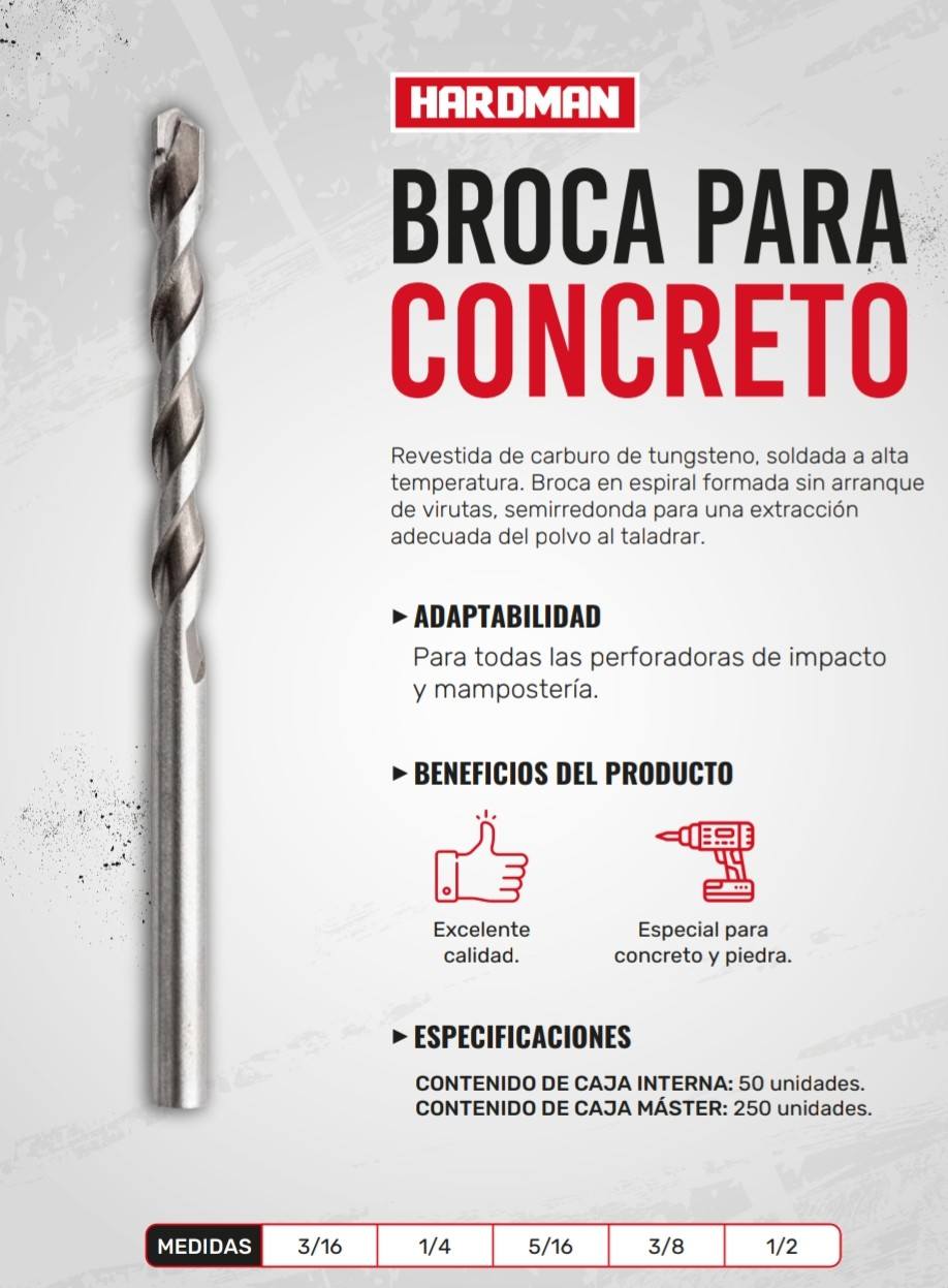BROCA P/CONCRETO 3/8 HARDMAN