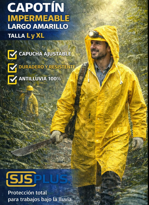 CAPOTIN IMPERMEABLE PVC AMARILLO T-L SJSPLUS