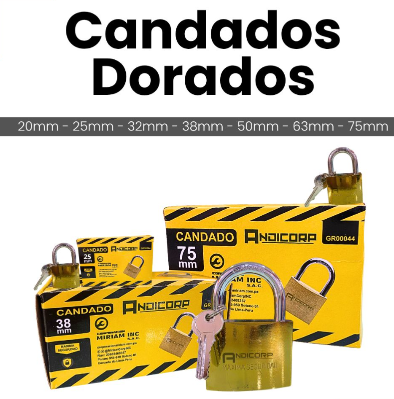 CANDADO DORADO 63MM ANDICORP