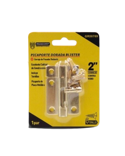 PICAPORTE DORADO 2 ANDICORP BLISTER