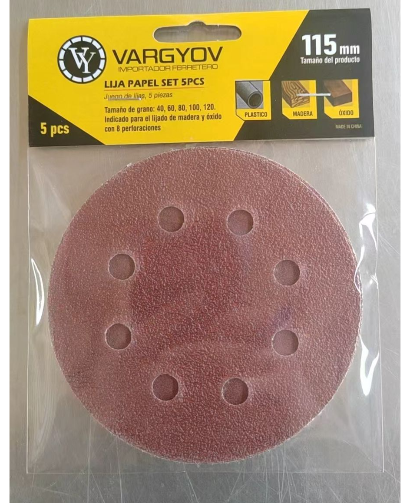 SET DE LIJAS X 5 PZAS 115MM VY GRANO 40-60-80-100-120