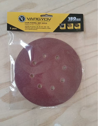 SET DE LIJAS X 5 PZAS 180MM VY GRANO 40-60-80-100-120